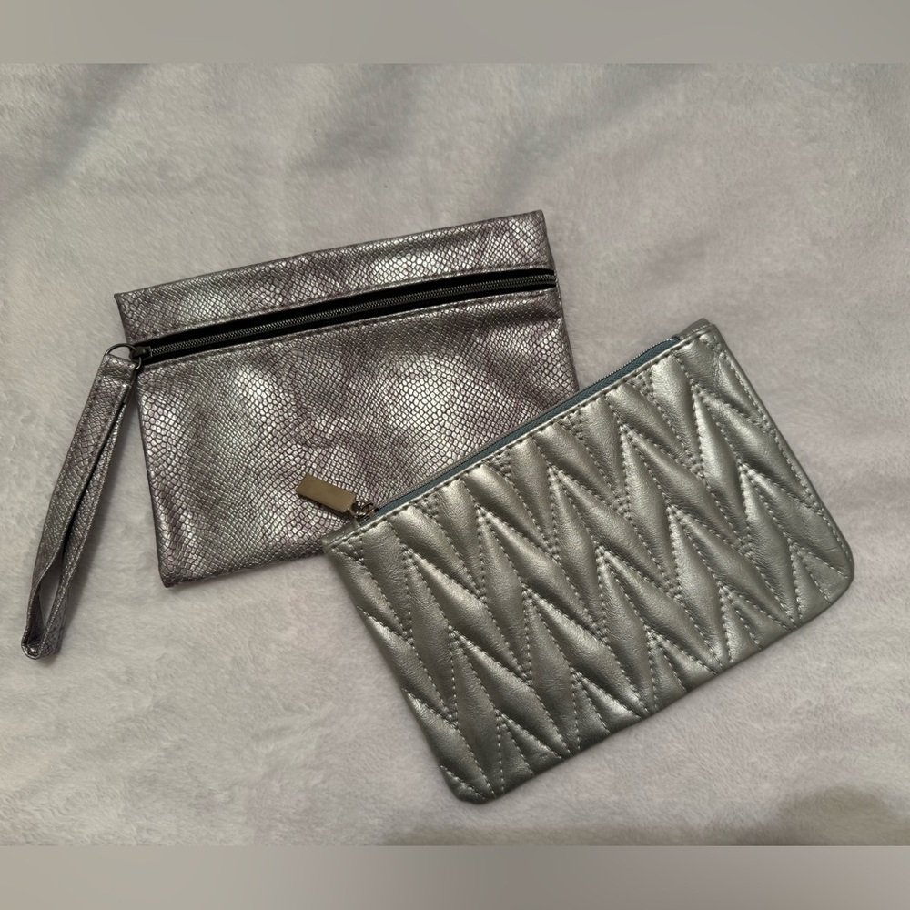 Silver Makeup Cosmetic Bag Set Large NWOT